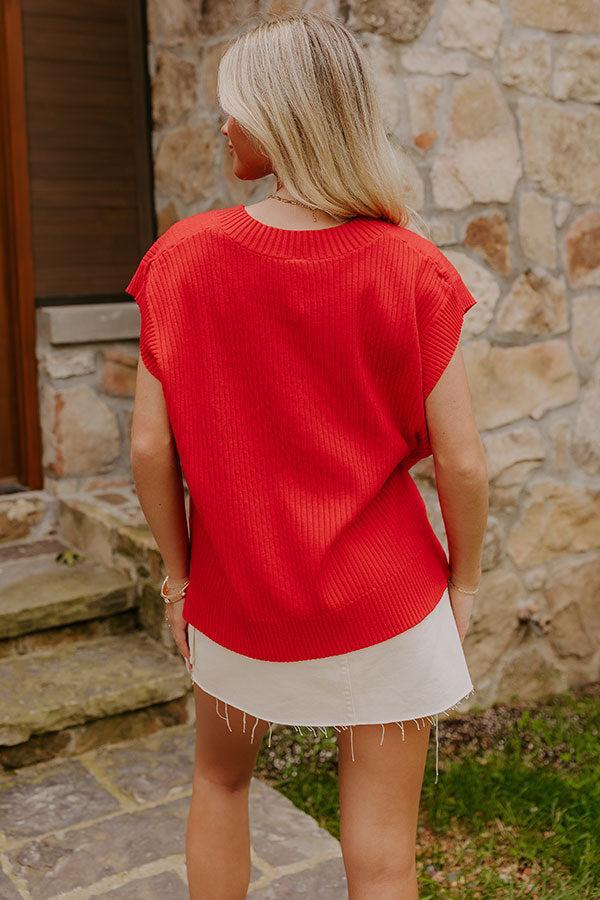 Chic Vibes Knit Vest Top in Red Product Image