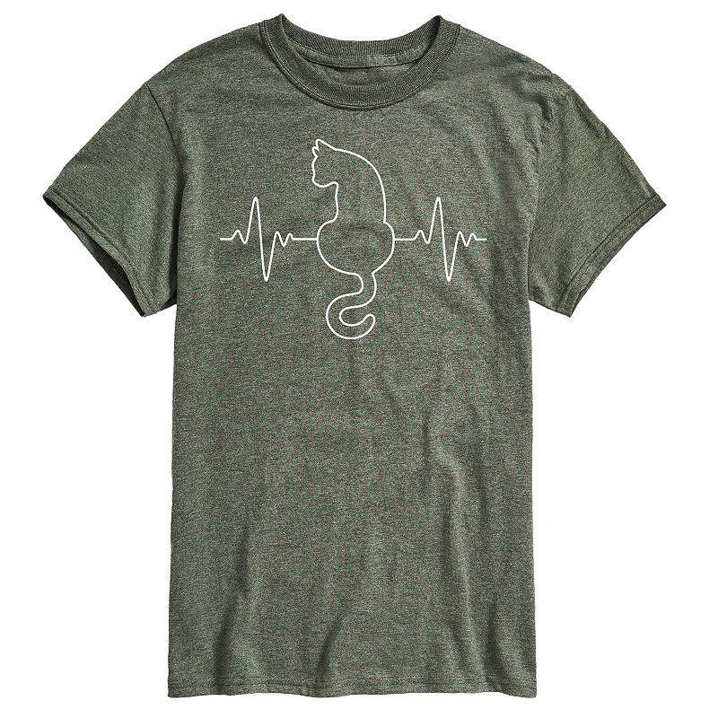 Big & Tall Cat Heart Beat Chart Graphic Tee, Men's,  Product Image