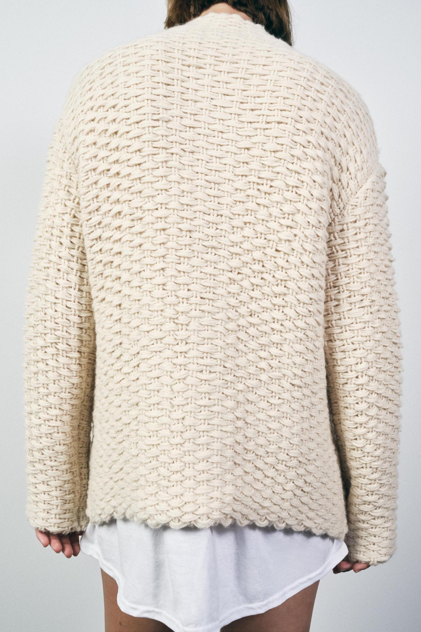 HIGH COLLAR KNIT COAT Product Image