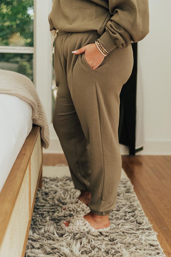 Down Time Joggers In Light Sage Curves Product Image