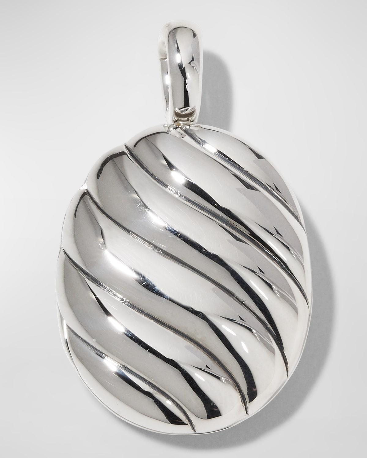 Womens Sculpted Sterling Silver Locket Product Image