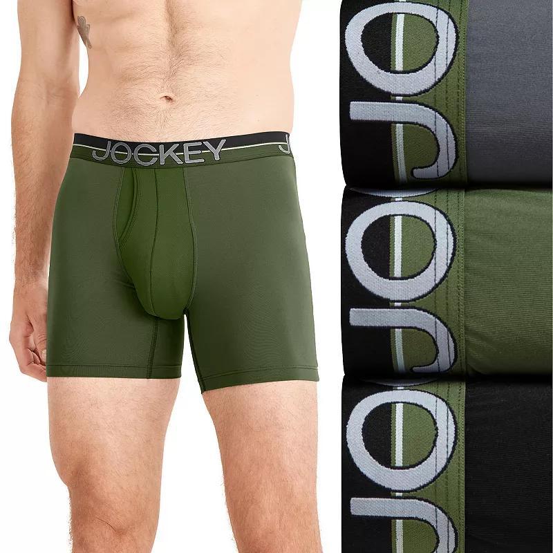 Men's Jockey® Infinite Cool 3-pk Microfiber Stretch 5" Boxer Briefs, Size: XL, Military Green Team Product Image