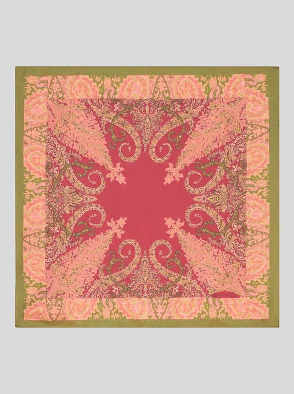 ETRO Abstract-print Silk Pocket Square In Burgundy Product Image