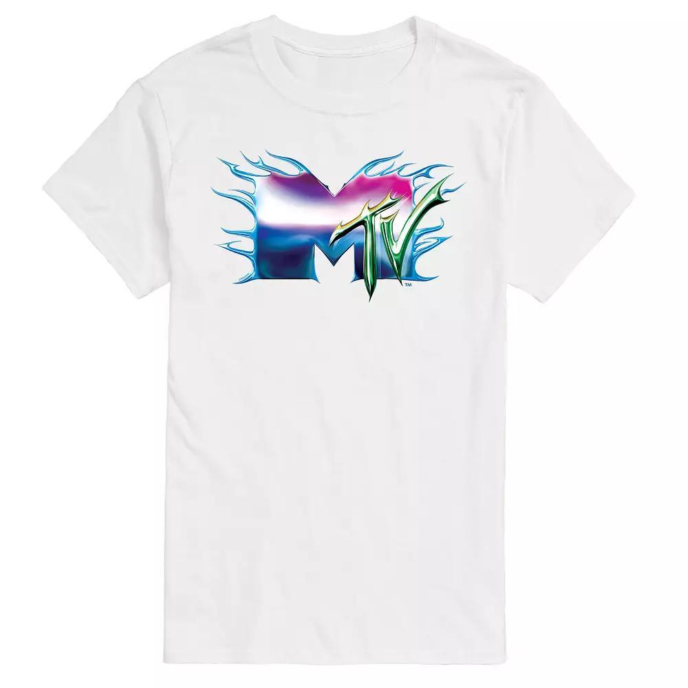 Men's MTV Liquid Metal Logo Graphic Tee, Size: Small, White Product Image