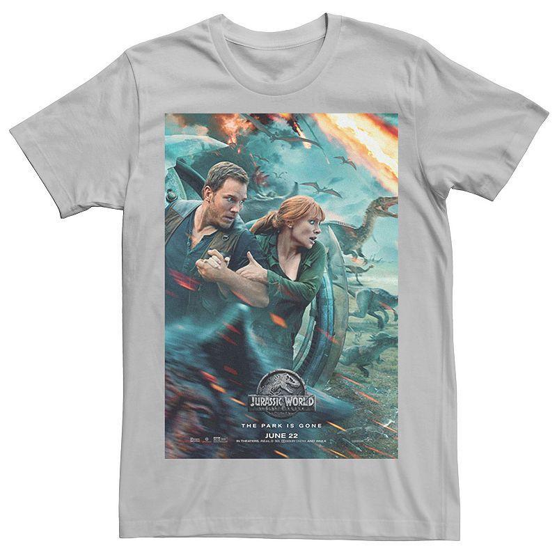 Men's Jurassic World Two Owen Claire Movie Poster Tee, Size: Large, Red Product Image