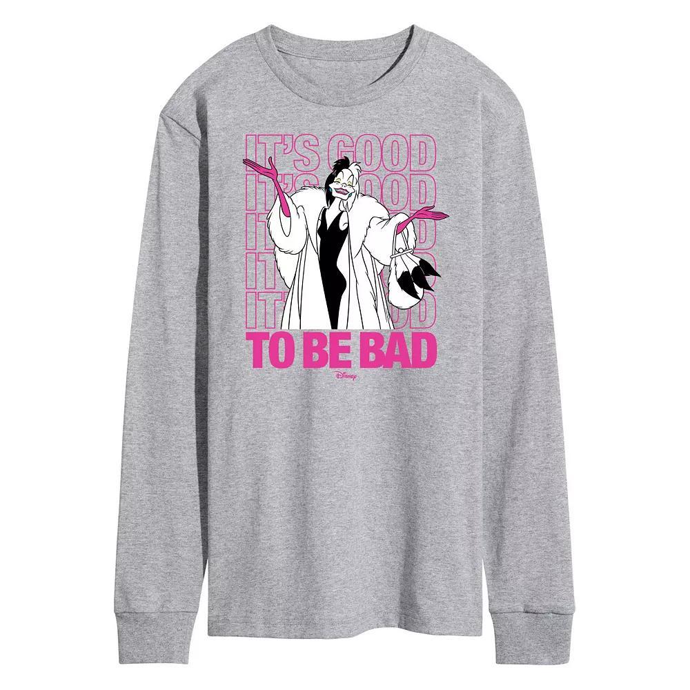 Disney Villains Men's Good To Be Bad Long Sleeve, Size: Large, Gray Product Image