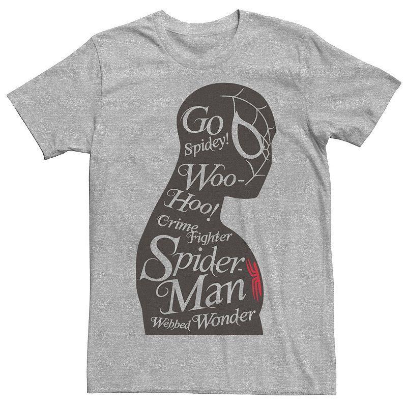 Men's Marvel Spider-Man Woo Hoo! Silhouette Text Tee, Size: XXL, Athletic Grey Product Image