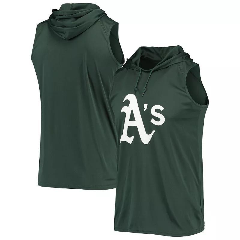 Mens Green Oakland Athletics Sleeveless Pullover Hoodie Product Image