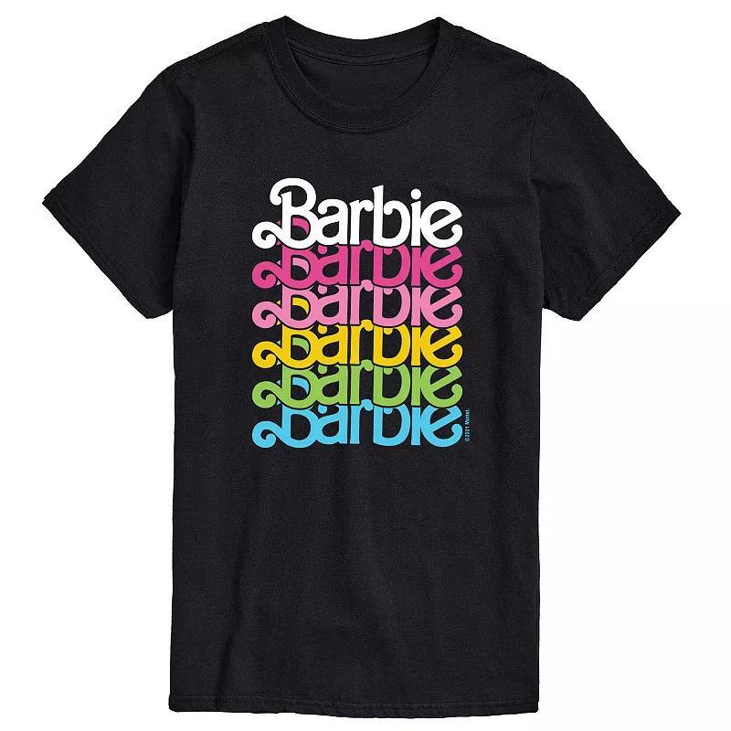 Men's Barbie Logo Rainbow Graphic Tee, Size: XS, Black Product Image