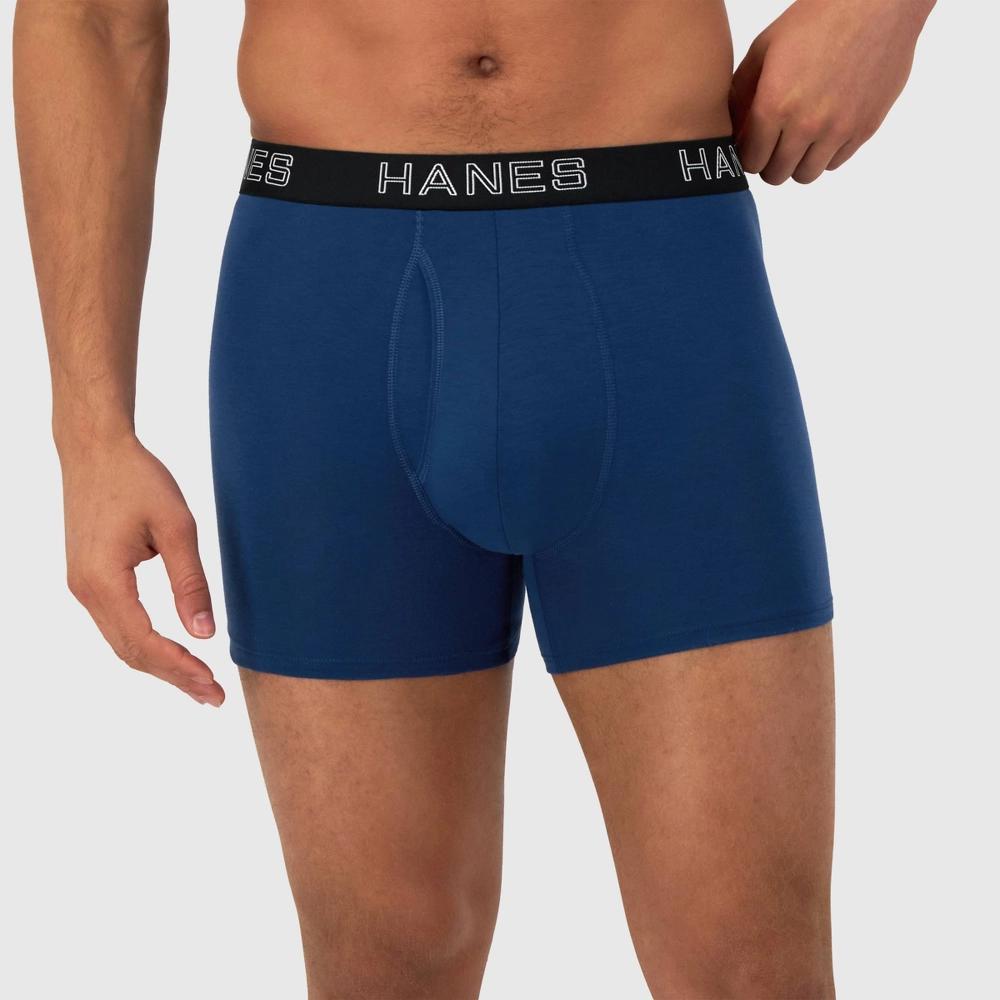 Hanes Premium Mens 3pk Trunks Total Support Pouch - Blue/Green M Product Image