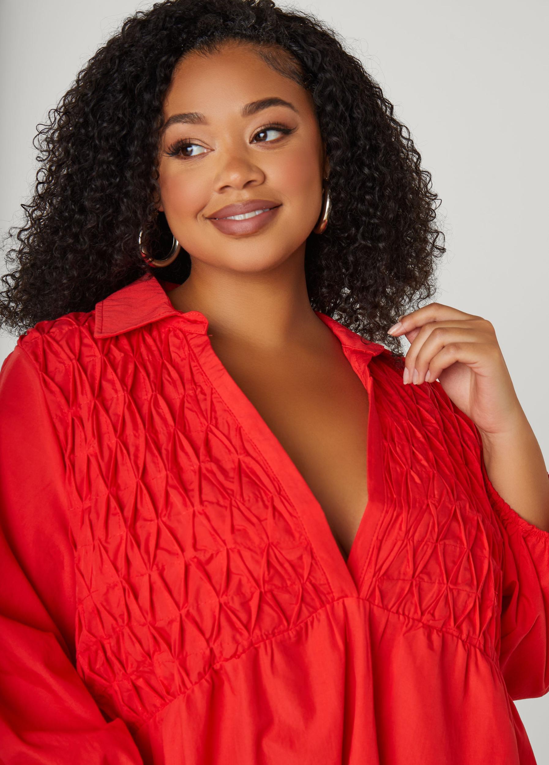 Smocked Cotton Blend Blouse Product Image