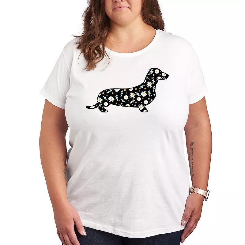 Plus Daisy Fill Dachshund Graphic Tee, Women's, Size: 4XL, White Product Image