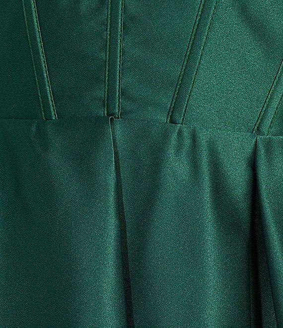 Blondie Nites Spaghetti Strap Sweetheart Drape Corset Satin Dress Product Image