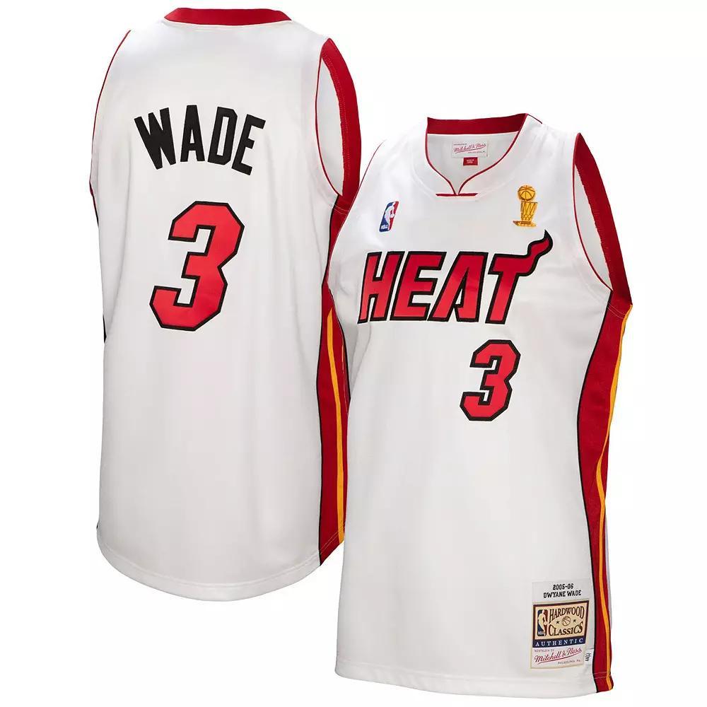 Men's Mitchell & Ness Dwyane Wade White Miami Heat 2005-06 Authentic Player Jersey, Size: Small Product Image