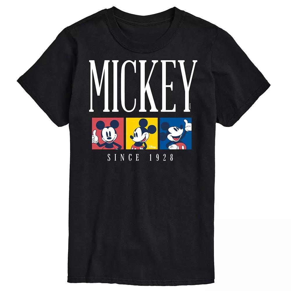 Disneys Mickey Mouse Big & Tall Color Block Graphic Tee, Mens Blue Product Image