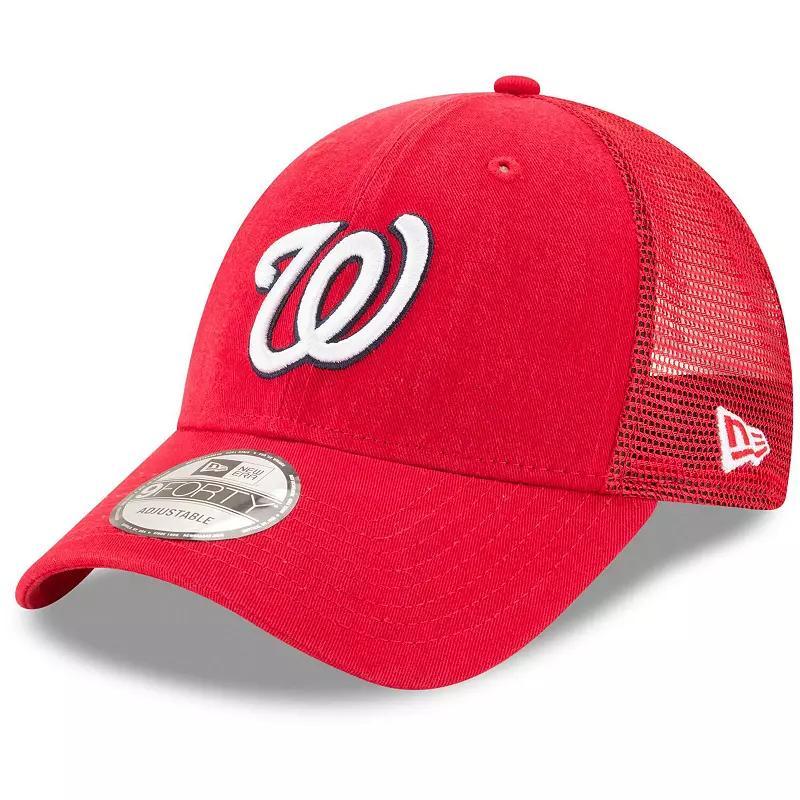 Men's New Era Red Washington Nationals Trucker 9FORTY Adjustable Snapback Hat Product Image