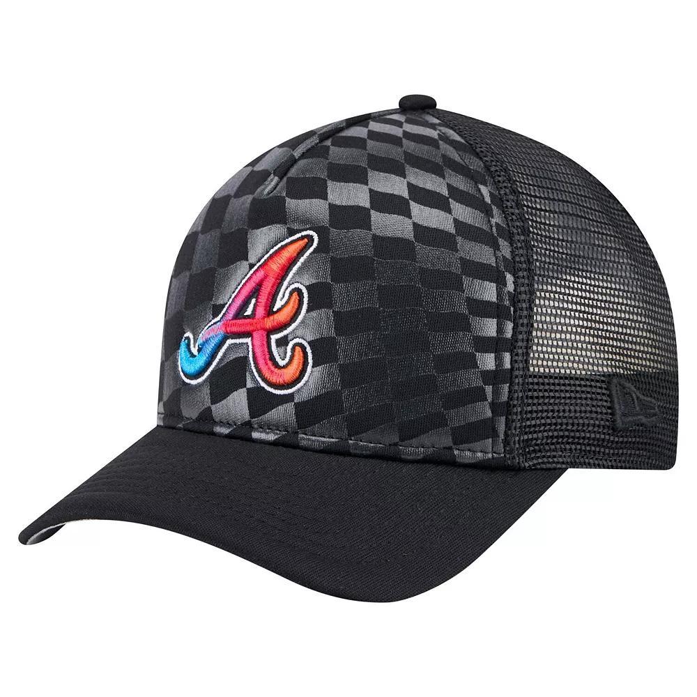 Men's New Era Black Atlanta Braves Gradient 9FORTY A-Frame M-Crown Trucker Adjustable Hat Product Image