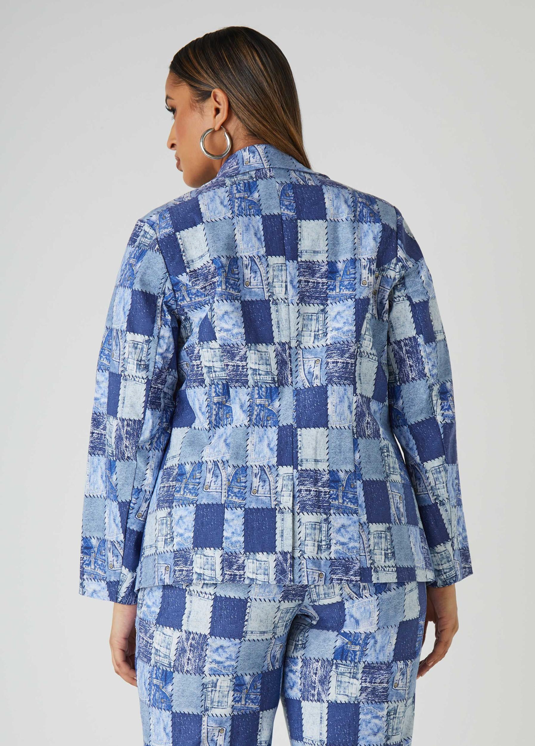 Denim Print Blazer Product Image