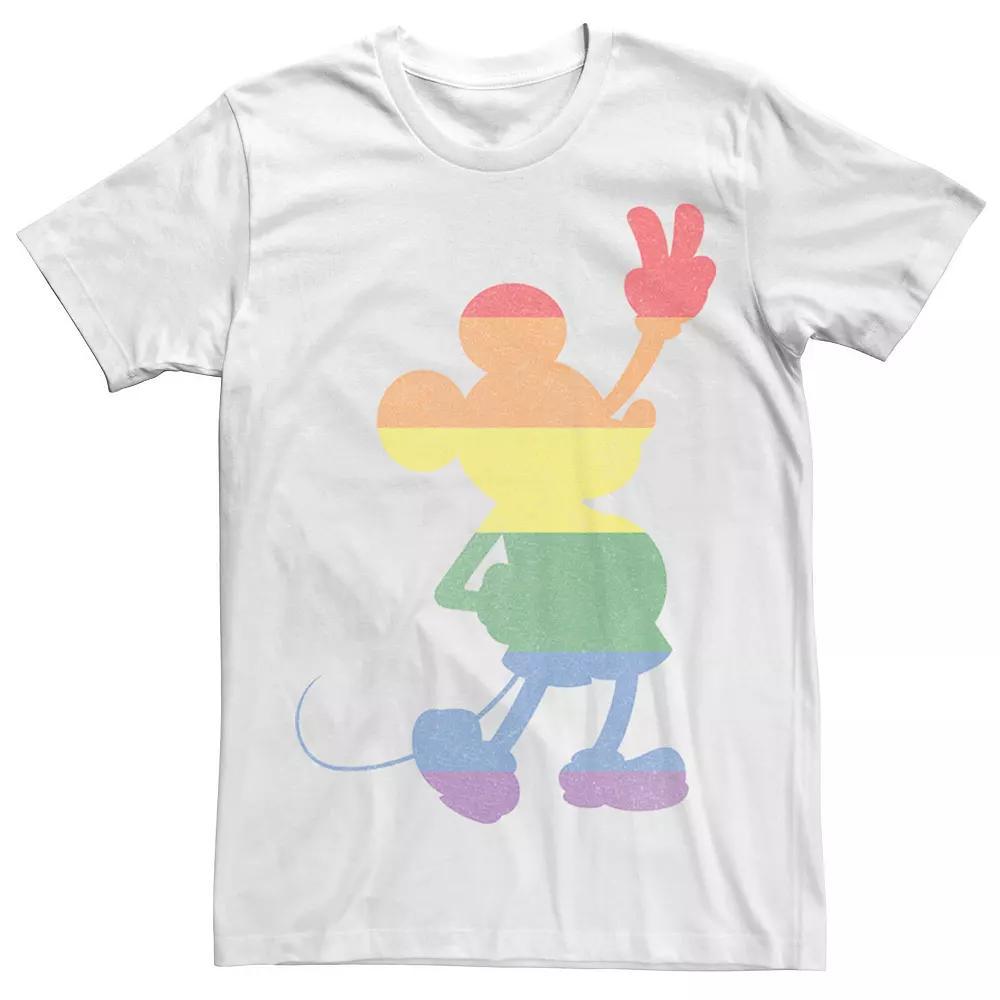 Disney's Mickey Mouse Rainbow Stripe Silhouette Men's Graphic Tee, Size: Large, White Product Image