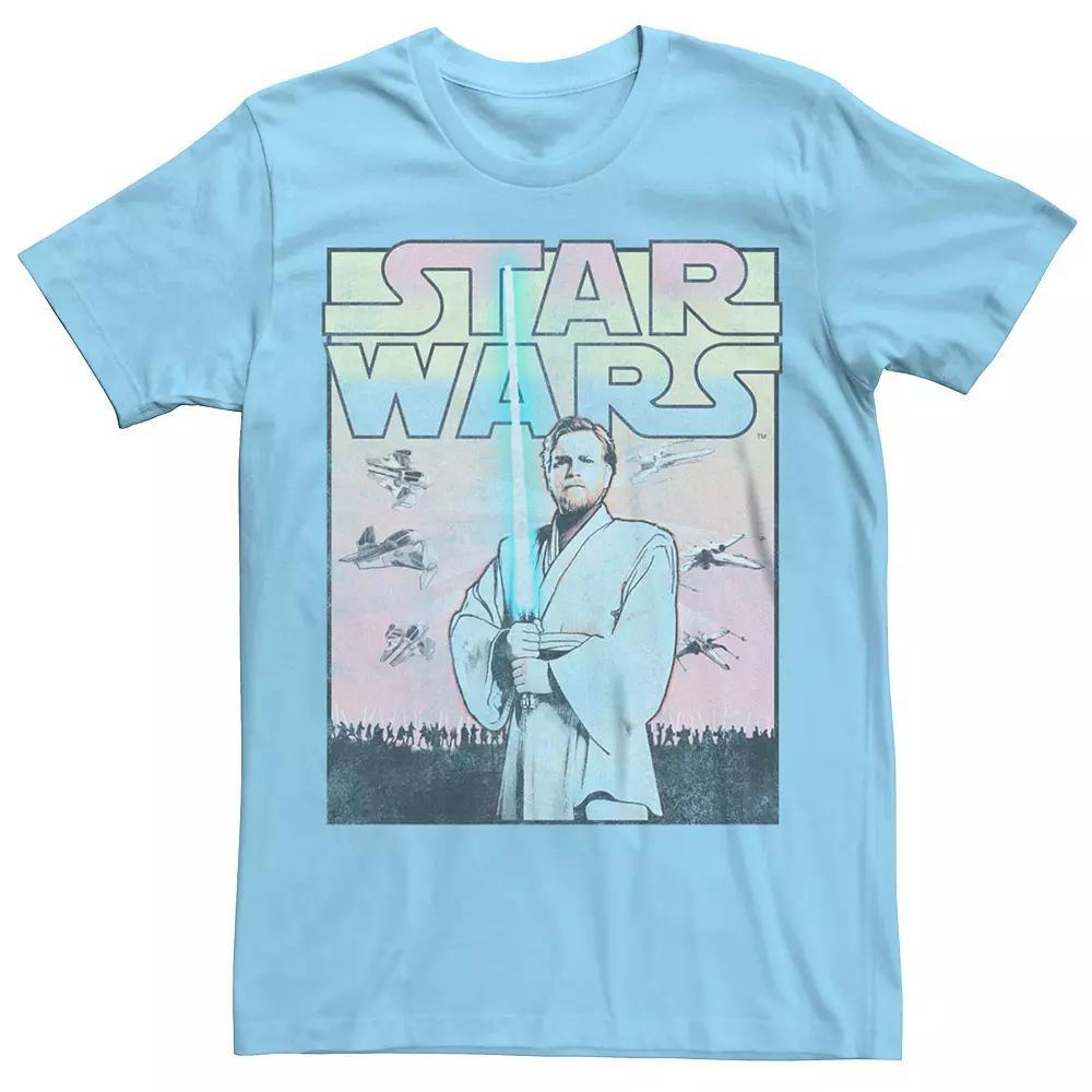 Men's Star Wars Young Obi-Wan Kenobi Distressed Poster Graphic Tee, Size: Medium, Light Blue Product Image