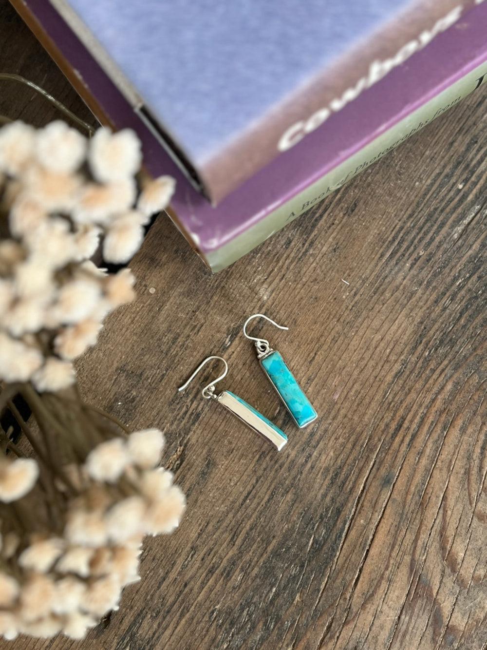 Sterling Silver Kingman Turquoise Bar Earrings Product Image