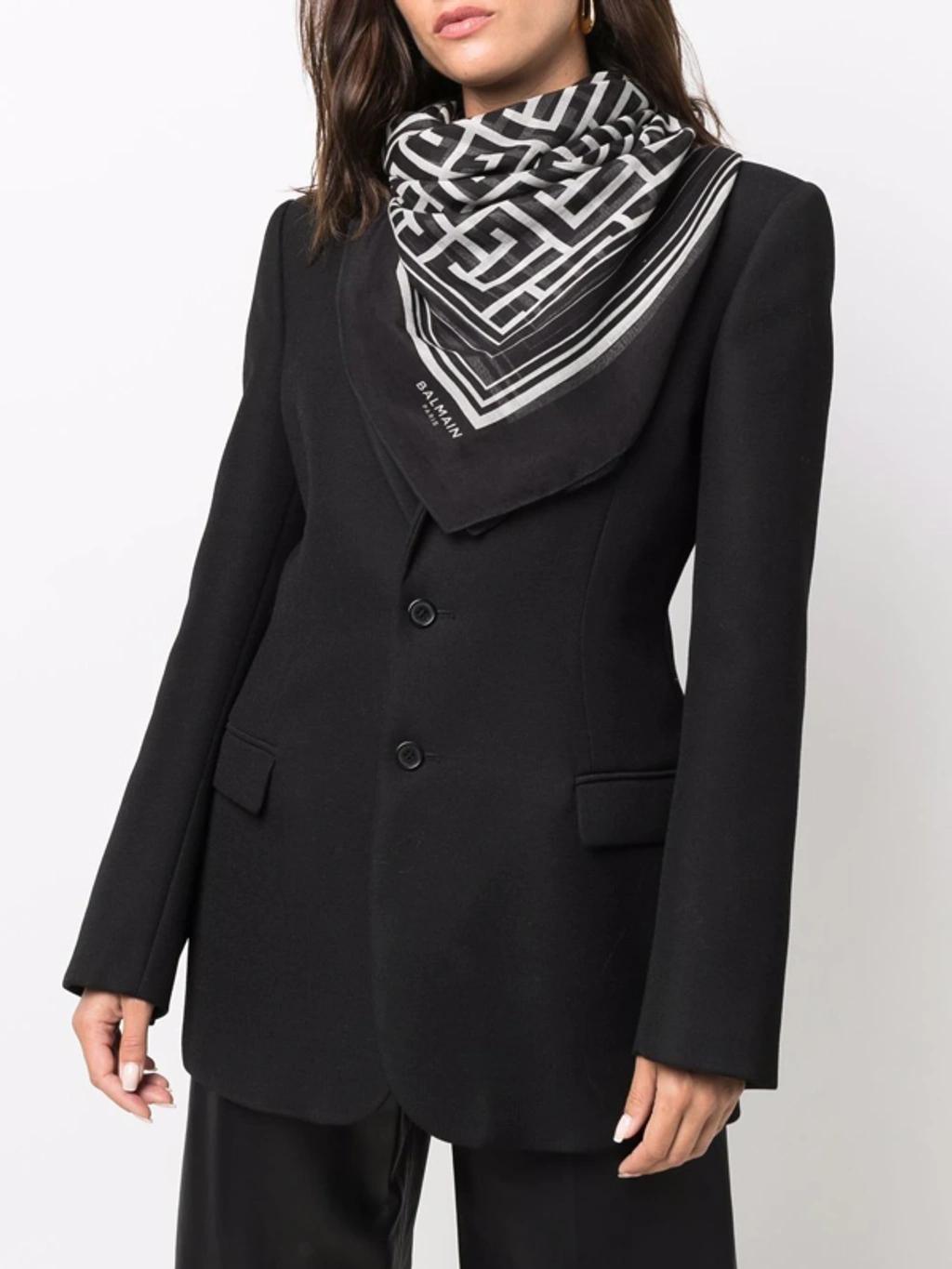 BALMAIN Monogram Pattern Scarf In Schwarz Product Image