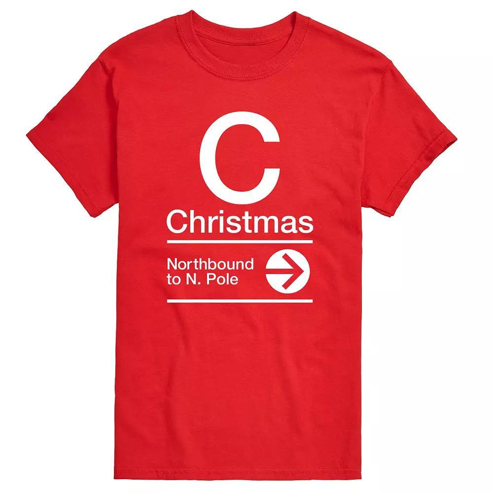 Big & Tall Christmas Northbound Sign Tee, Men's,  Product Image