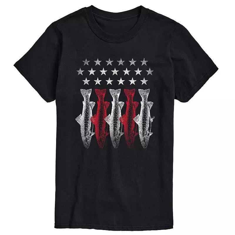 Men's Americana Flag Fish Graphic Tee, Size: XXL, Black Product Image