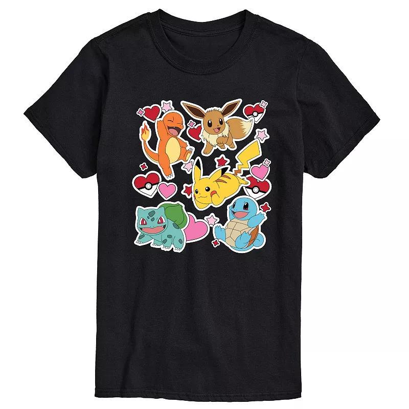 Big & Tall Pokmon Group Valentine Sticker Graphic Tee, Mens Product Image