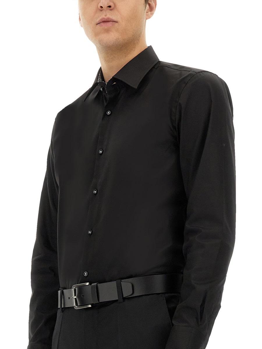 HUGO BOSS Regular Fit Cotton Poplin Shirt In Black Product Image