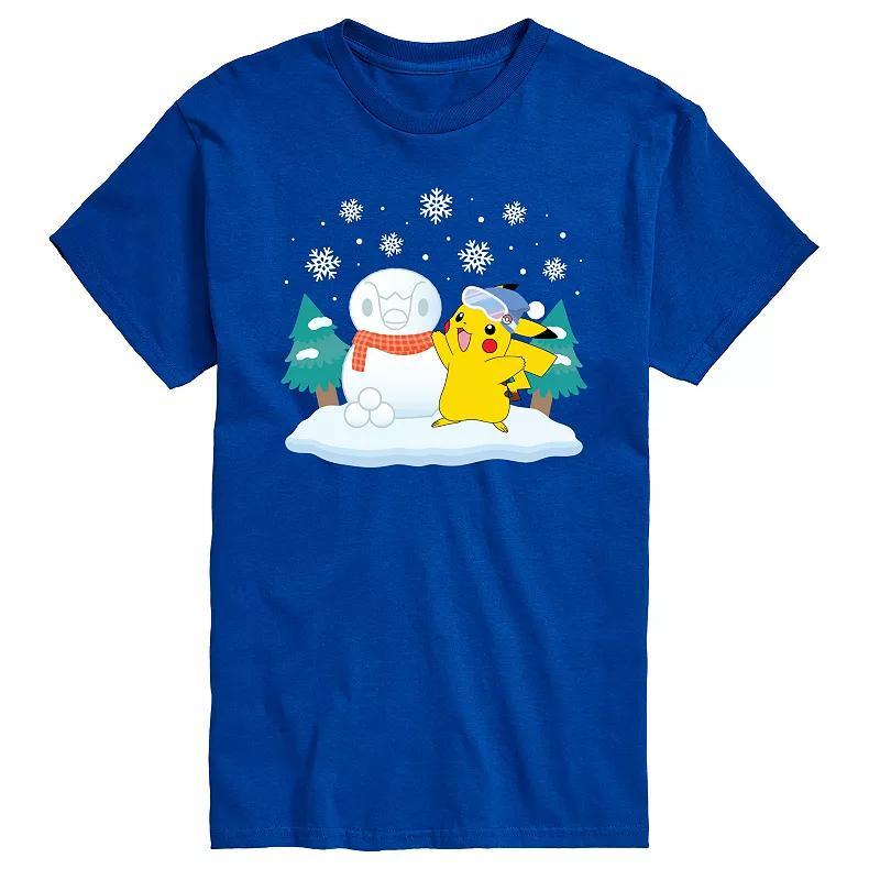 Men's Pokemon Pikachu & Piplup Snowman Graphic Tee,  Product Image