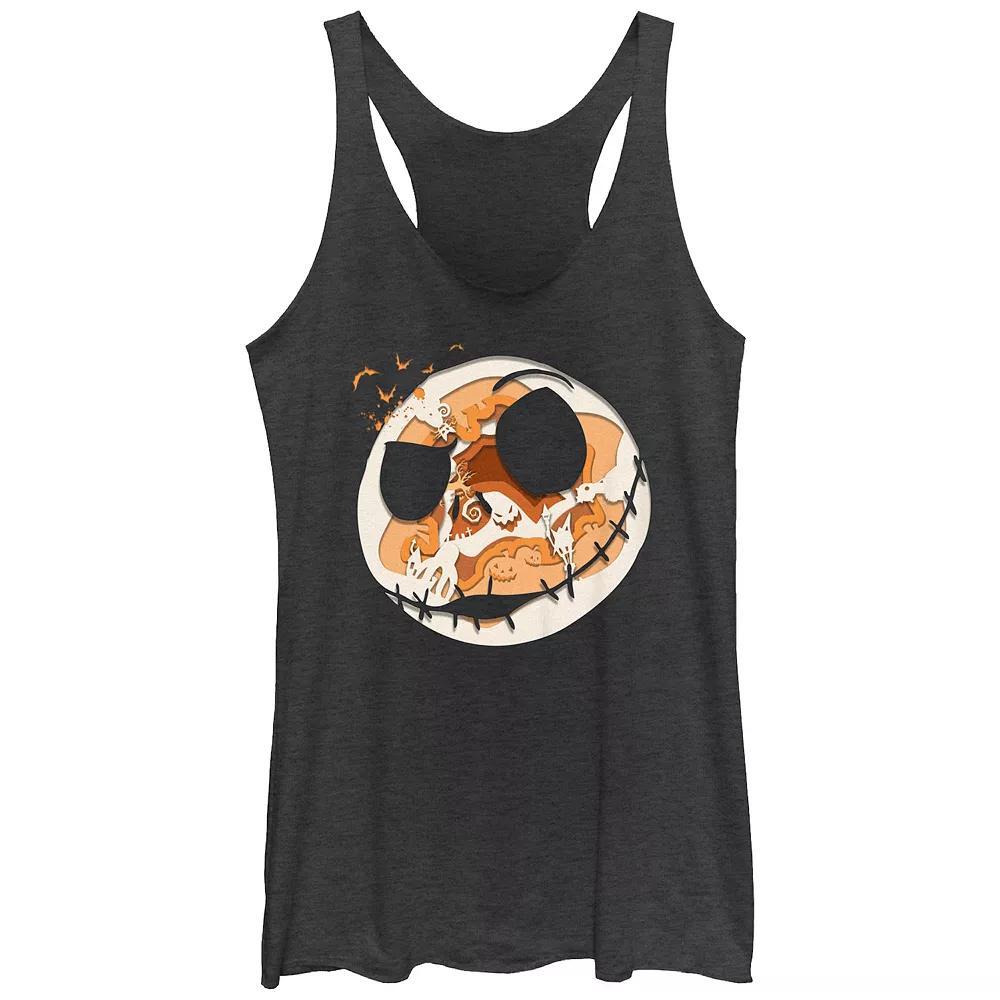 Disney's The Nightmare Before Christmas Jack Skellington Spooky Head Tri-Blend Juniors' Racerback Tank Top, Girl's,  Product Image