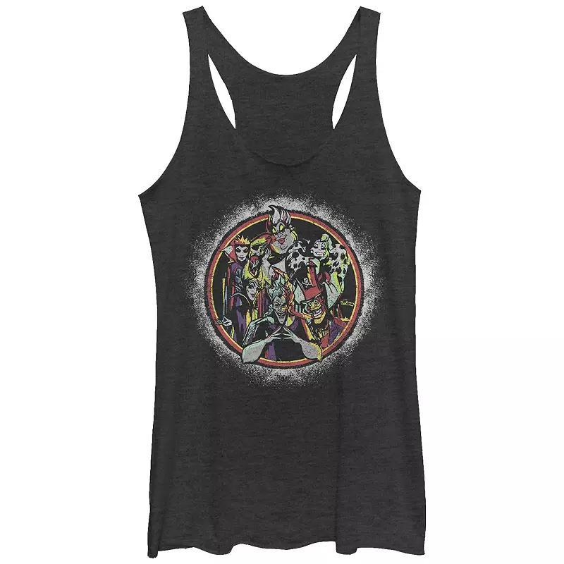 Disney Villains Glowing Badge Juniors' Tri-Blend Racerback Tank Top, Girl's, Size: Medium, Black Grey Product Image