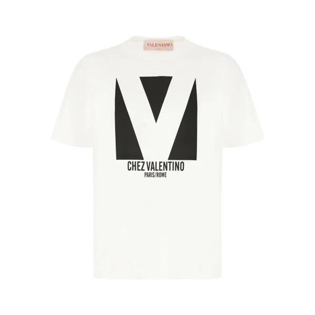 VALENTINO Mens Avorio Logo-print Crew-neck Cotton-jersey T-shirt Product Image