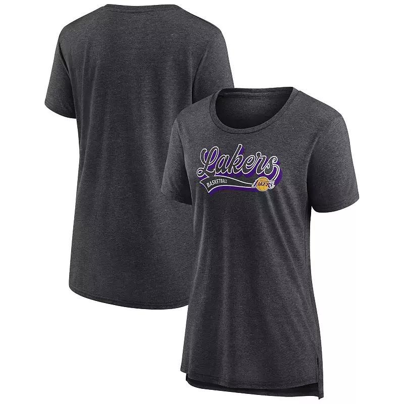 Women's Fanatics Branded Heather Charcoal Los Angeles Lakers League Leader Tri-Blend T-Shirt, Size: Large Product Image