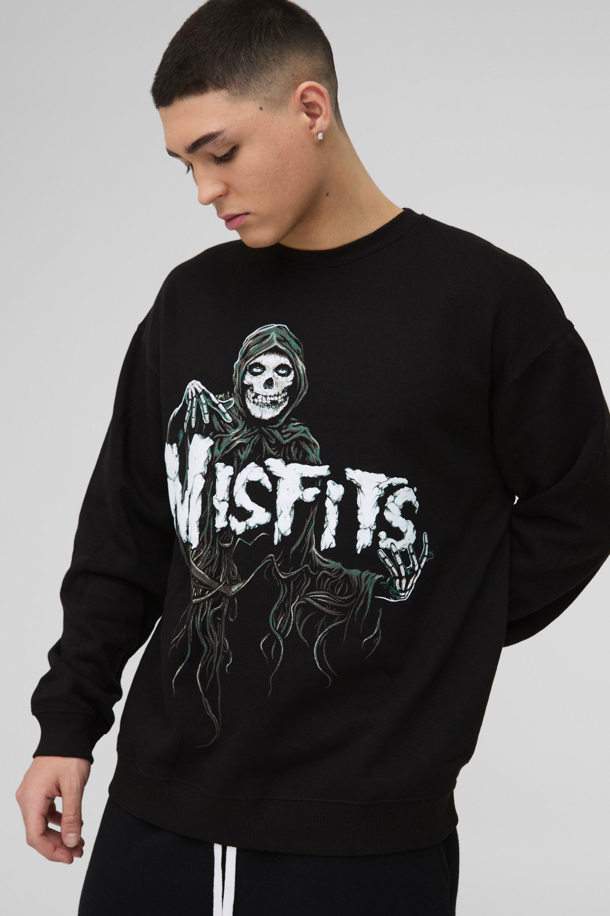 Oversized Misfits Band License Print Sweatshirt | boohooMAN USA Product Image