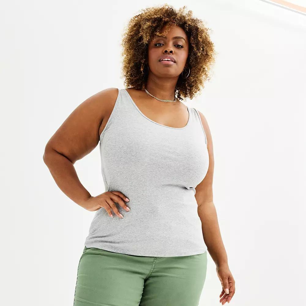 Plus Size Sonoma Goods For Life Everyday Layering Tank, Womens Medium Gray Grey Product Image