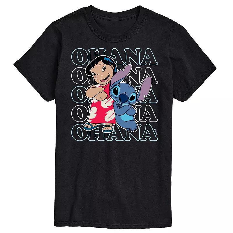 Disney's Lilo and Stitch Big & Tall Ohana Graphic Tee, Men's, Size: Large Tall, Black Product Image