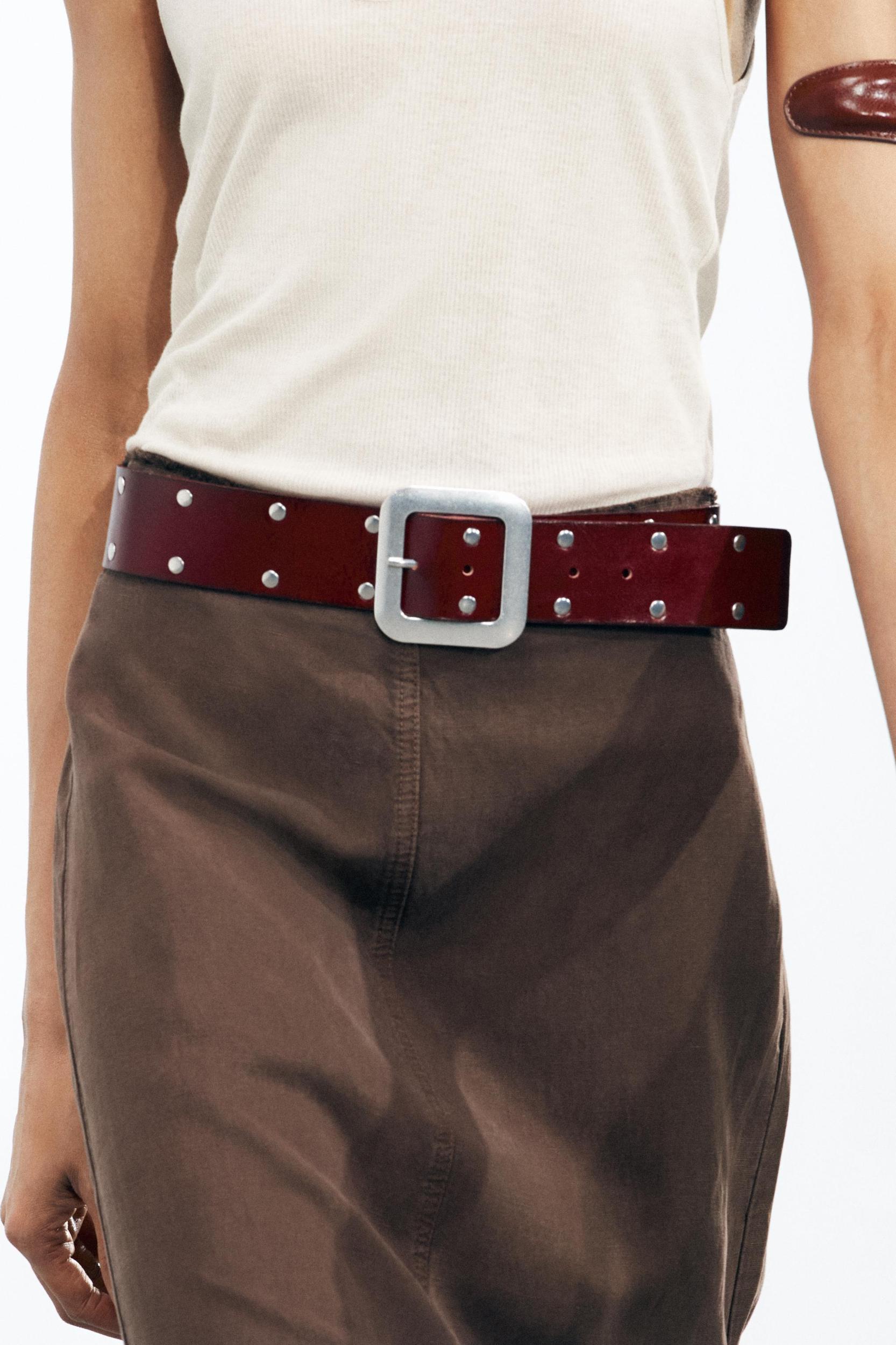 STUDDED LEATHER BELT Product Image