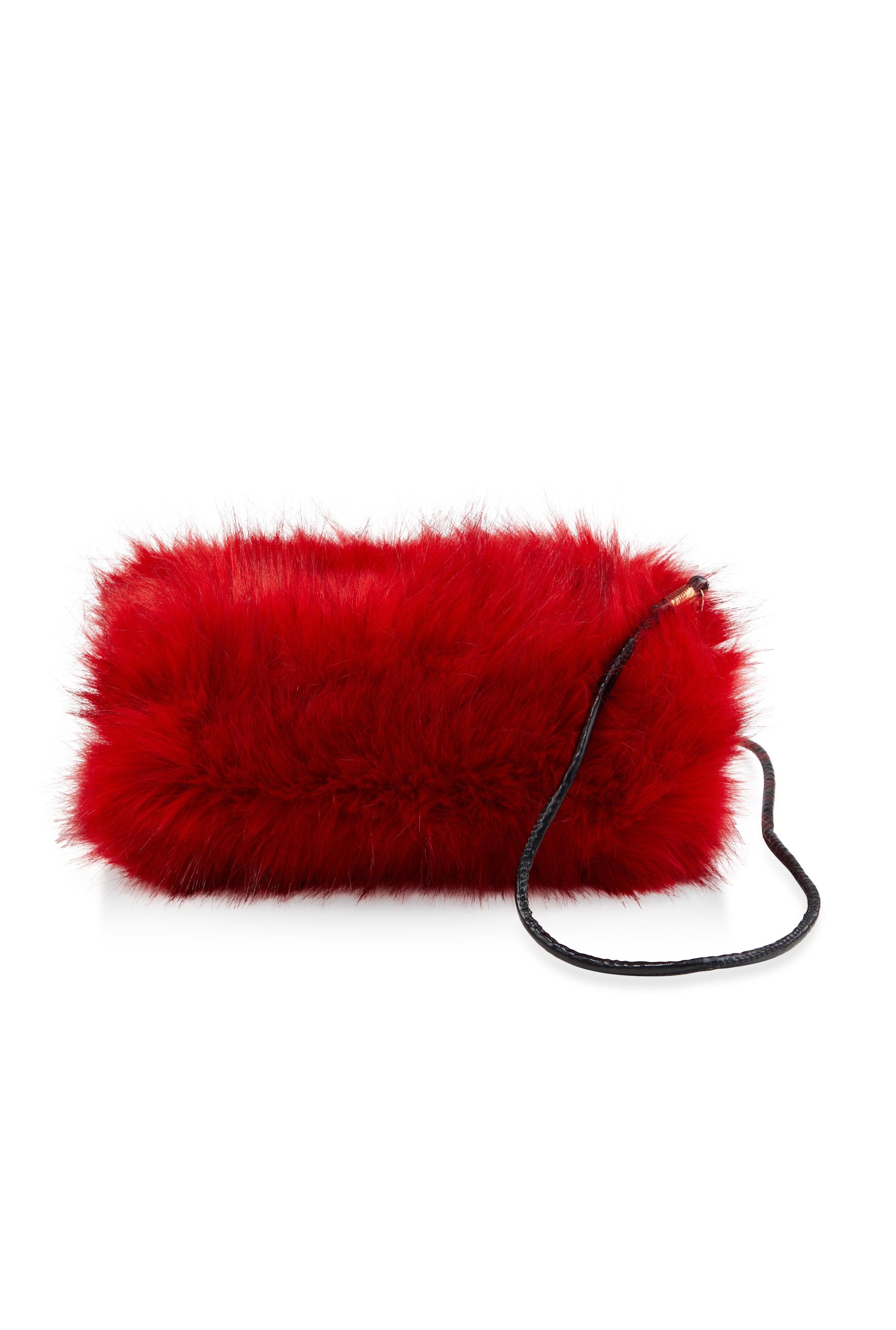 Womens Faux Fur Hand Muff Crossbody Bag Product Image