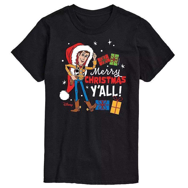 Disney / Pixar's Toy Story Woody Men's Merry Christmas Y'all Graphic Tee, Size: Small, Black Product Image