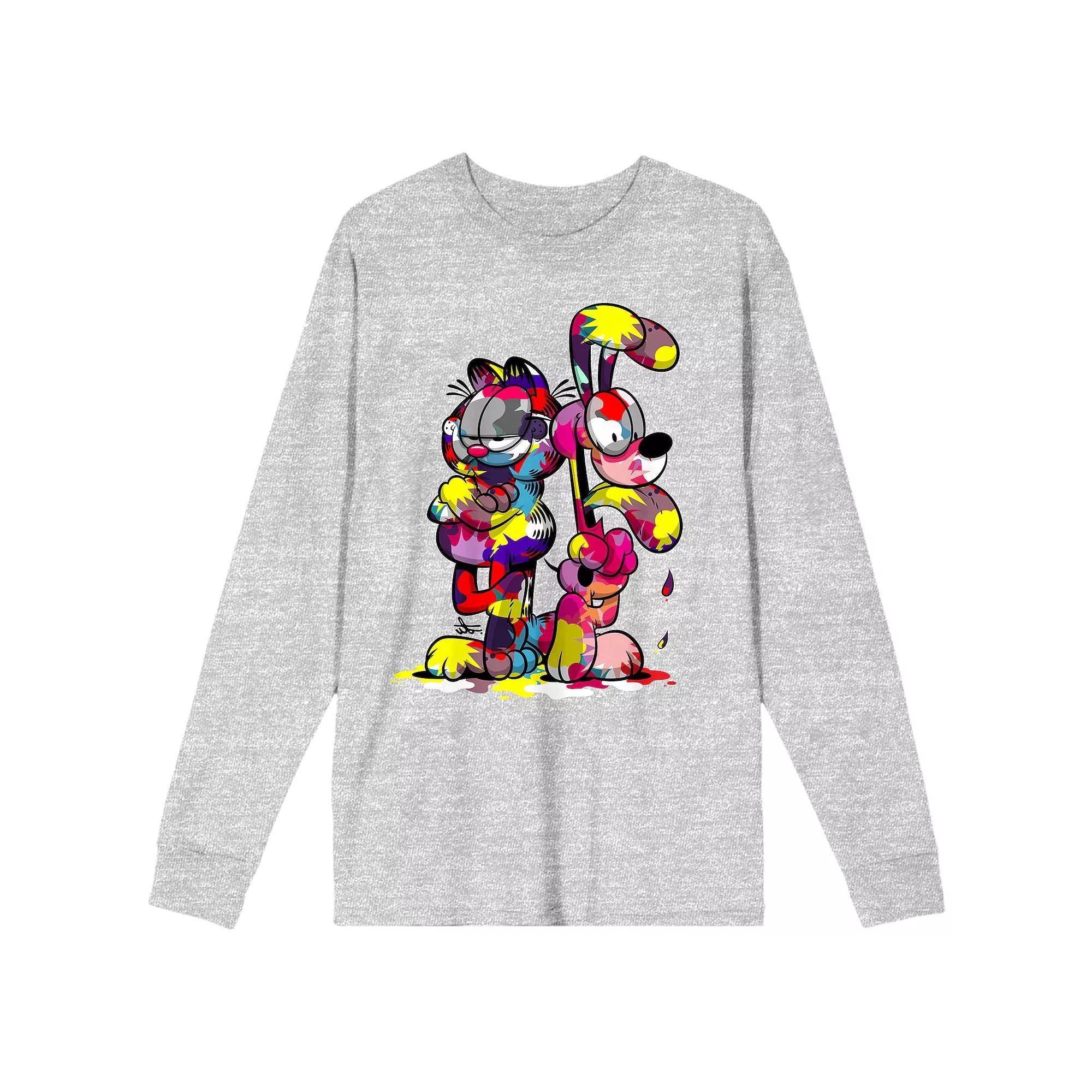 Men's Garfield Paint-Covered Odie & Garfield Long Sleeve Tee,  Product Image