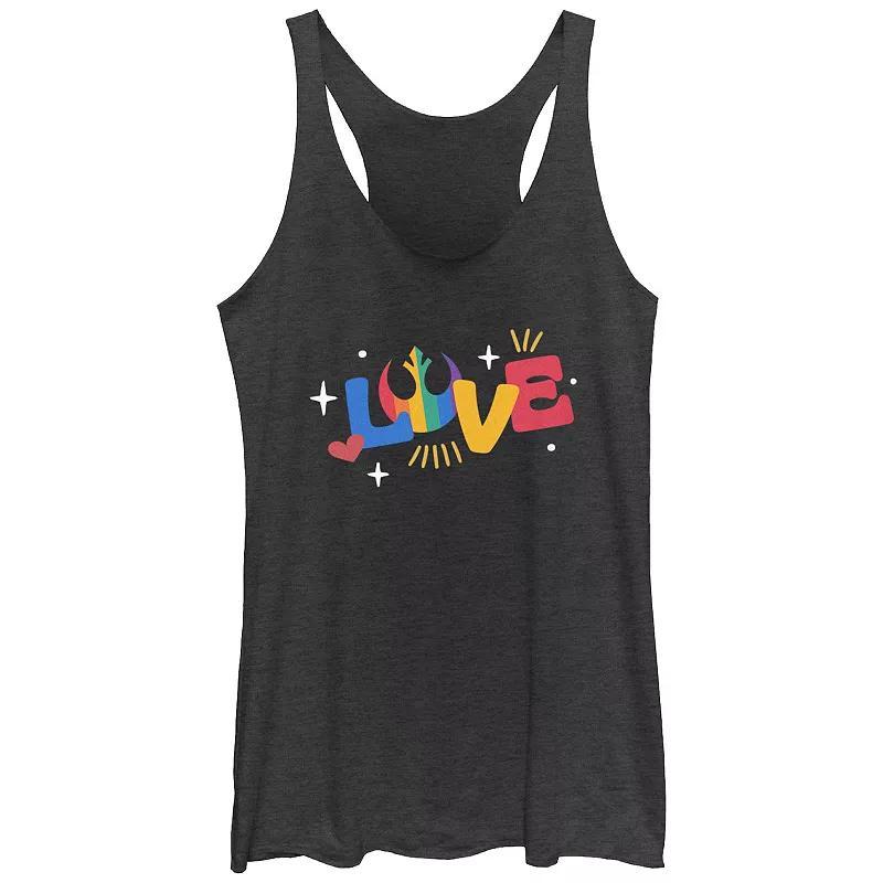 Juniors' Star Wars Pride Rebel Love Tri-Blend Racerback Graphic Tank Top, Girl's, Size: XL, Black Grey Product Image