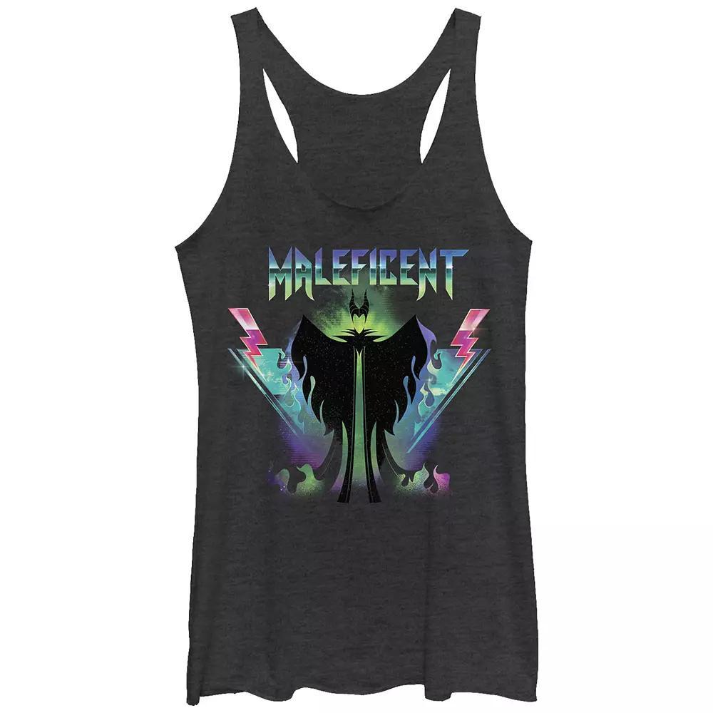 Disney Villains Sleeping Beauty Maleficent Rock Poster Juniors' Tri-Blend Racerback Tank Top, Girl's, Size: XXL, Black Grey Product Image