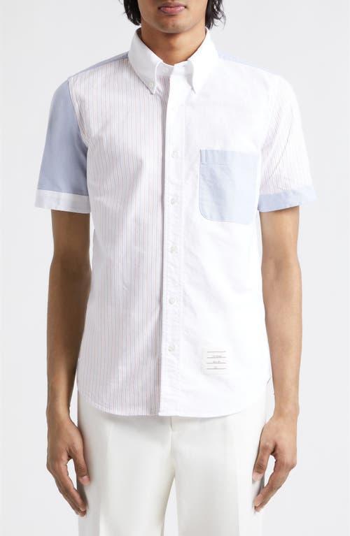 Thom Browne Straight Fit Short Sleeve Shirt in White Product Image