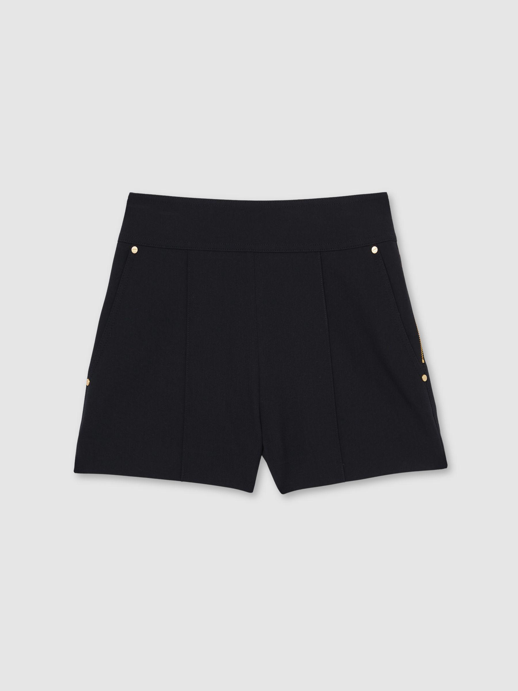 Stud-Detail Tailored Shorts in Navy Product Image