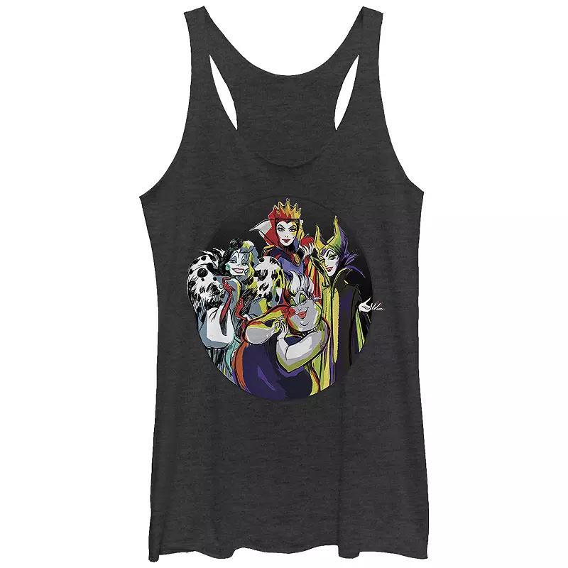 Disney Villains Evil Queens Stamp Juniors' Tri-Blend Racerback Tank Top, Girl's, Size: XL, Black Grey Product Image