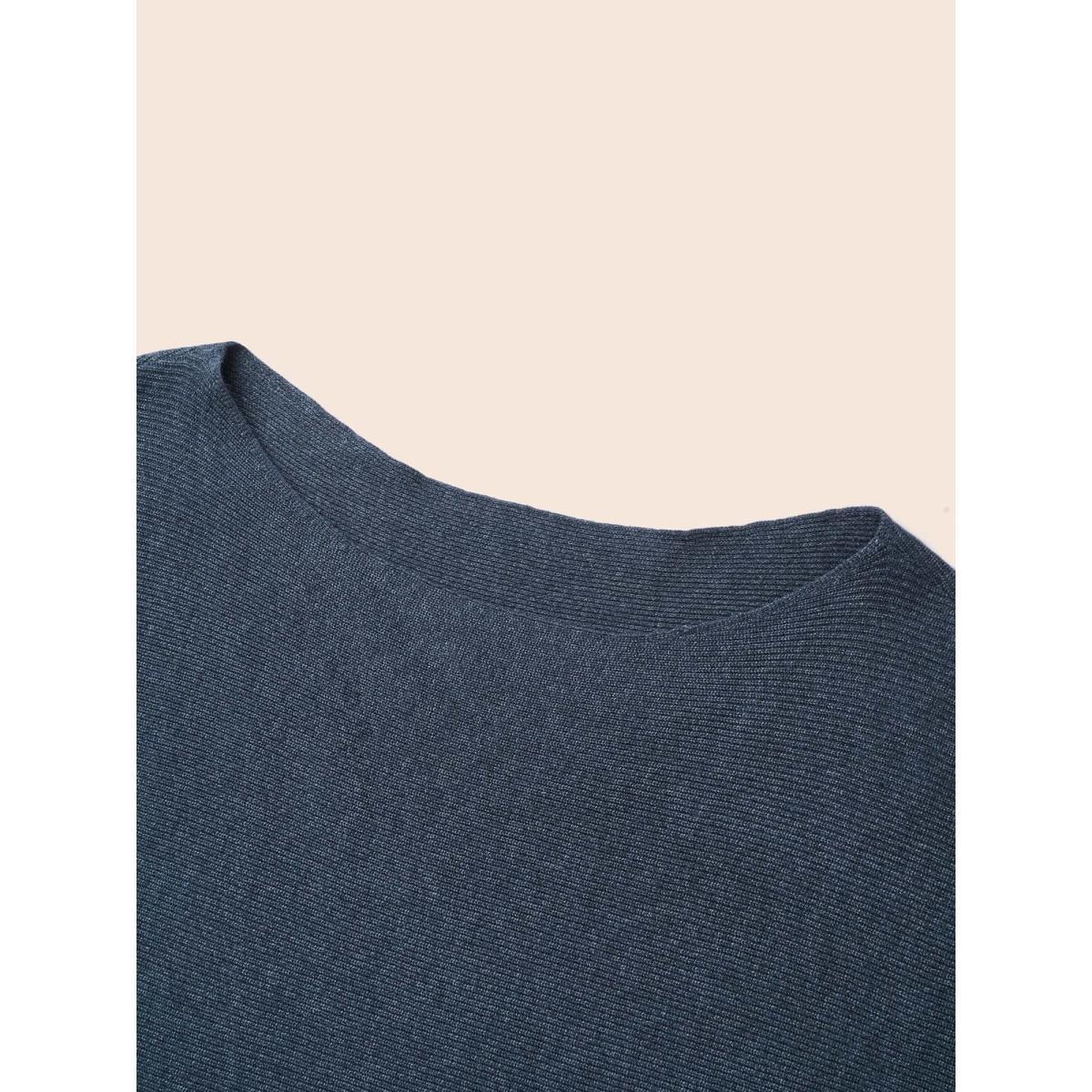 Plus Size Supersoft Dolman Sleeve Pullover Indigo Women Casual Loose Long Sleeve Boat Neck Everyday Pullovers BloomChic 10/M Product Image