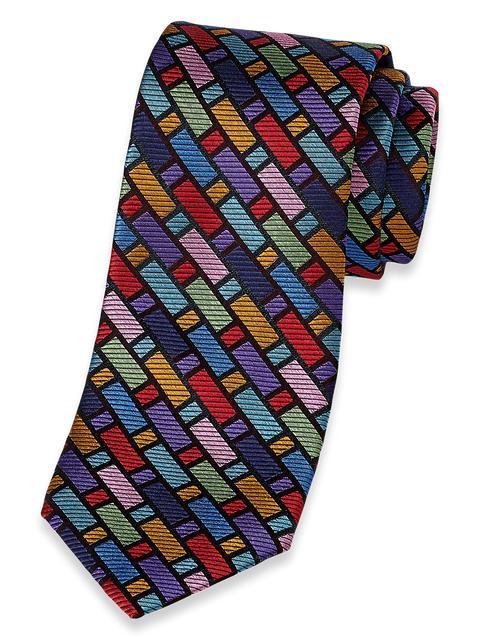 Geometric Woven Silk Tie - Multi Product Image