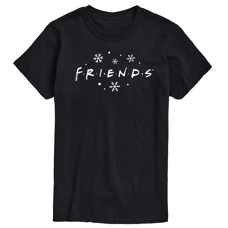 Men's Friends Logo Snowflakes Graphic Tee, Size: Medium, Black Product Image